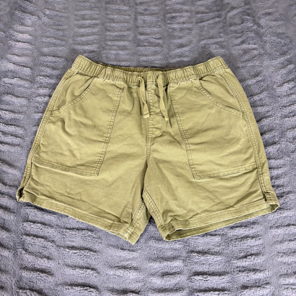 Katin Mens Court Short Olive Green Cotton Stretch Elastic Waist Size Large AR862